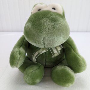 Passport Plush Toys Green Frog 14" Stuffed Animal Sitting Neck Ribbon